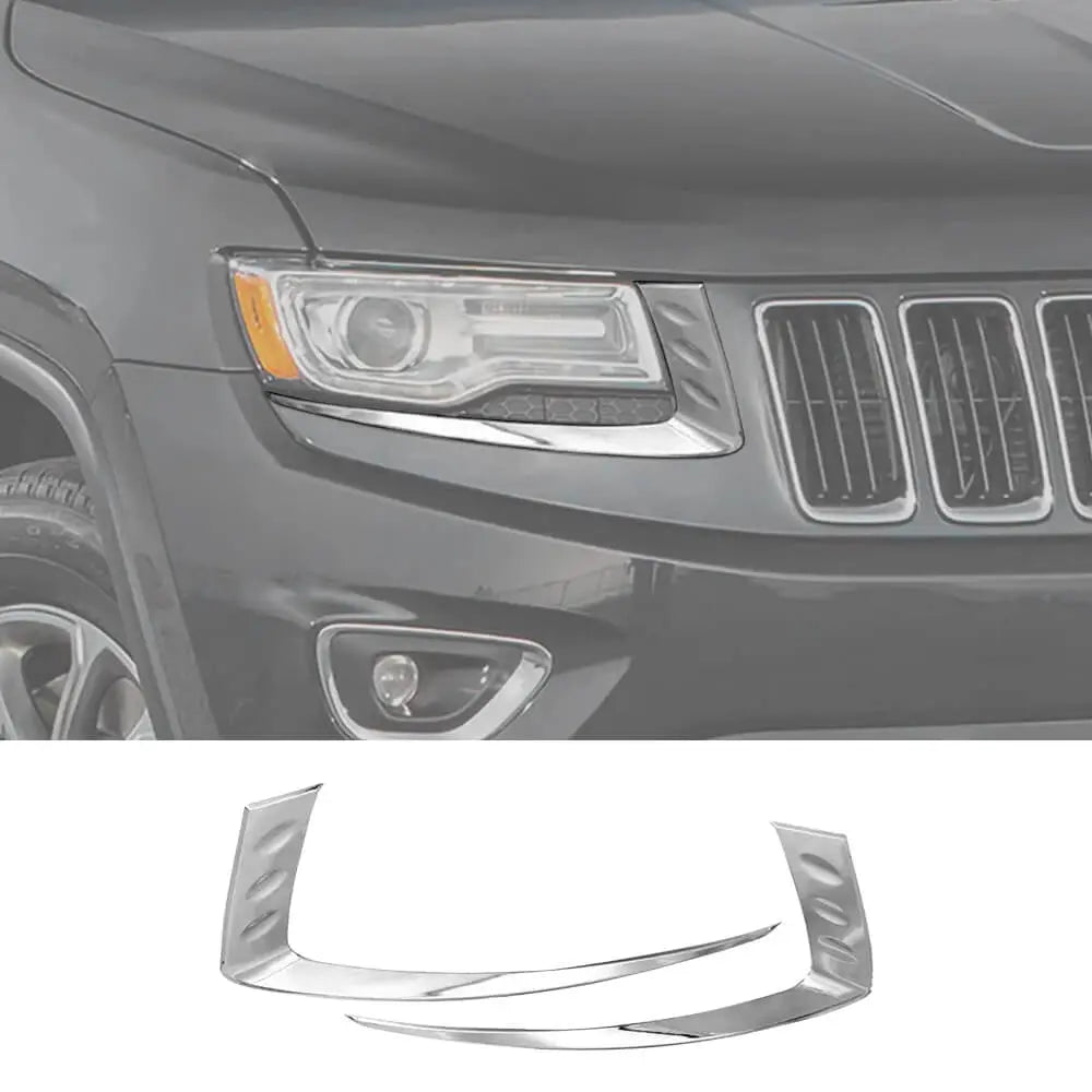 For 2014-2016 Jeep Grand Cherokee WK2 Front Headlight Light Molding Eyebrow Trim