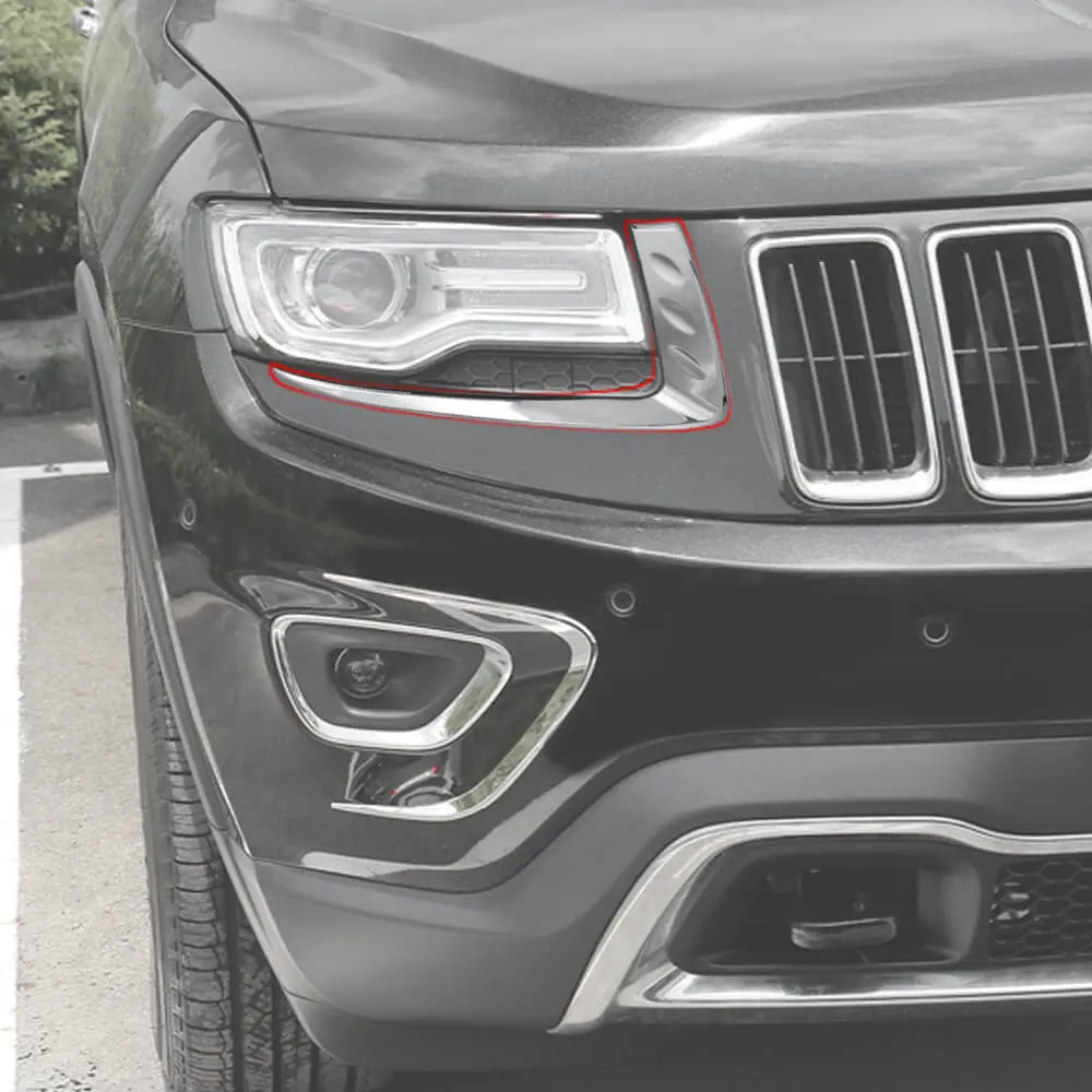 For 2014-2016 Jeep Grand Cherokee WK2 Front Headlight Light Molding Eyebrow Trim