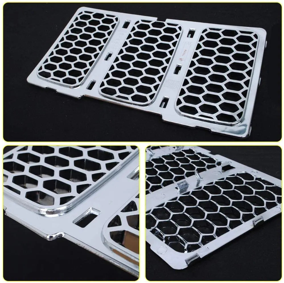 For 2014-2016 Jeep Grand Cherokee WK2 Grille Inserts Mesh Honeycomb Chrome Clip-on Cover Trim Kit