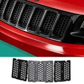 For 2014-2016 Jeep Grand Cherokee WK2 Grille Inserts Mesh Honeycomb Chrome Clip-on Cover Trim Kit