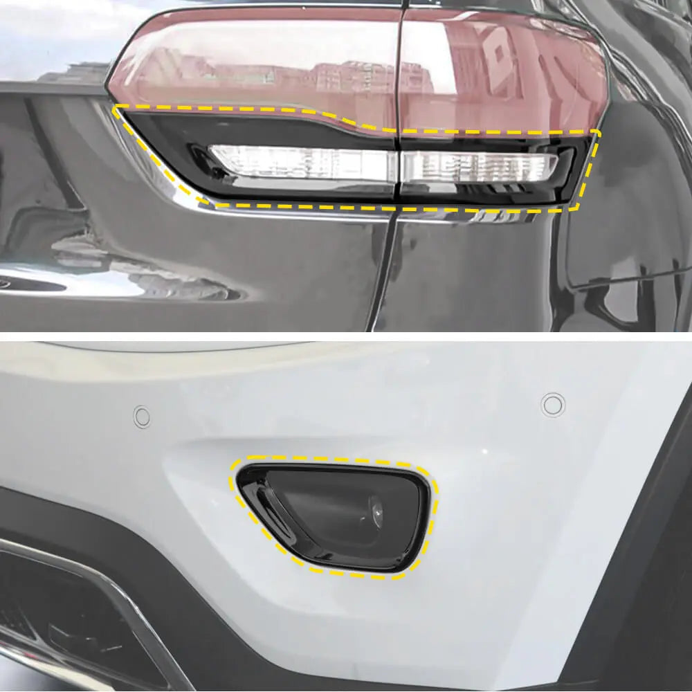 For 2014-2017 Jeep Grand Cherokee WK2 6-Piece Tail Lamp & Fog Light Cover Trim Kit Set