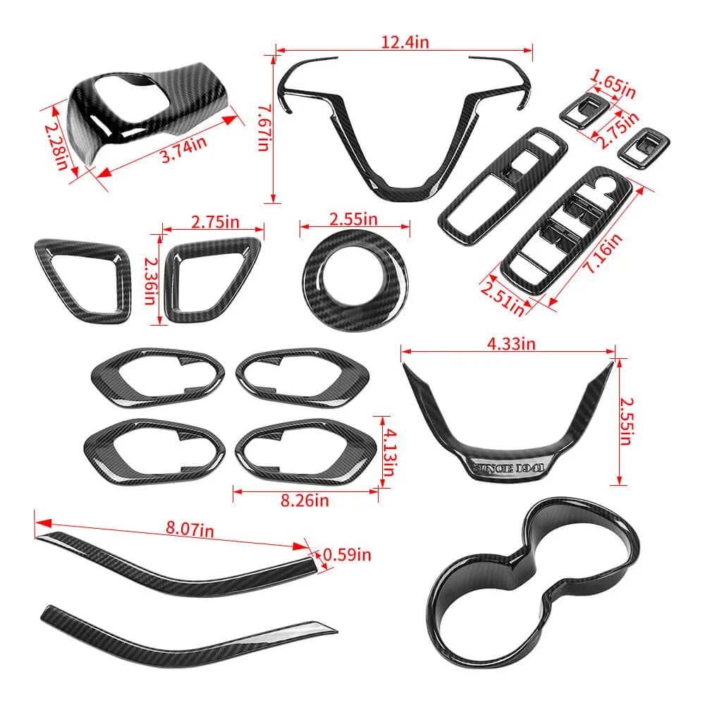 For 2014-2018 Jeep Cherokee 17 x Inner Center Console & Door Trim Kit