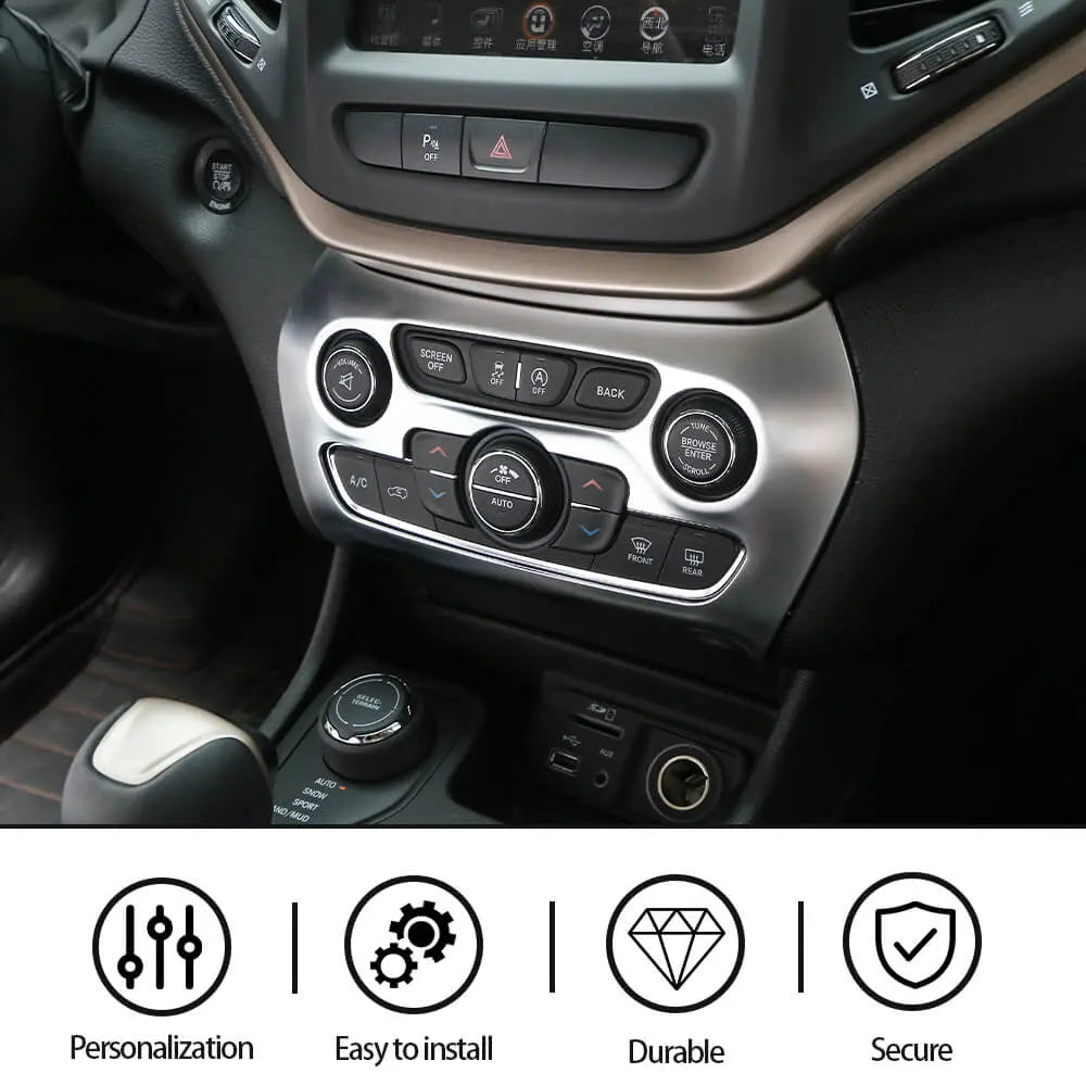 For 2014-2018 Jeep Cherokee Central Air Conditioner Switch Panel Trim Cover Silver