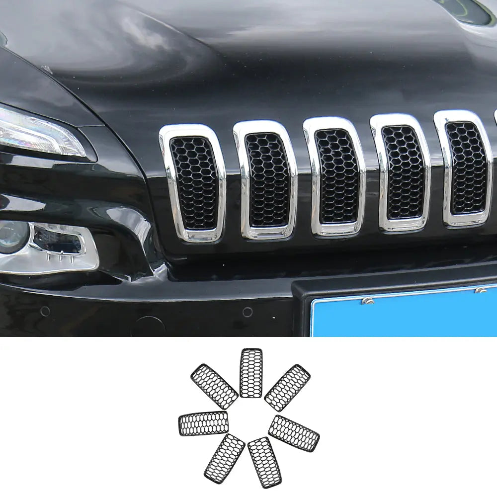 For 2014-2018 Jeep Cherokee Grille Inserts ABS Mesh Honeycomb Grill Cover Trim Kit