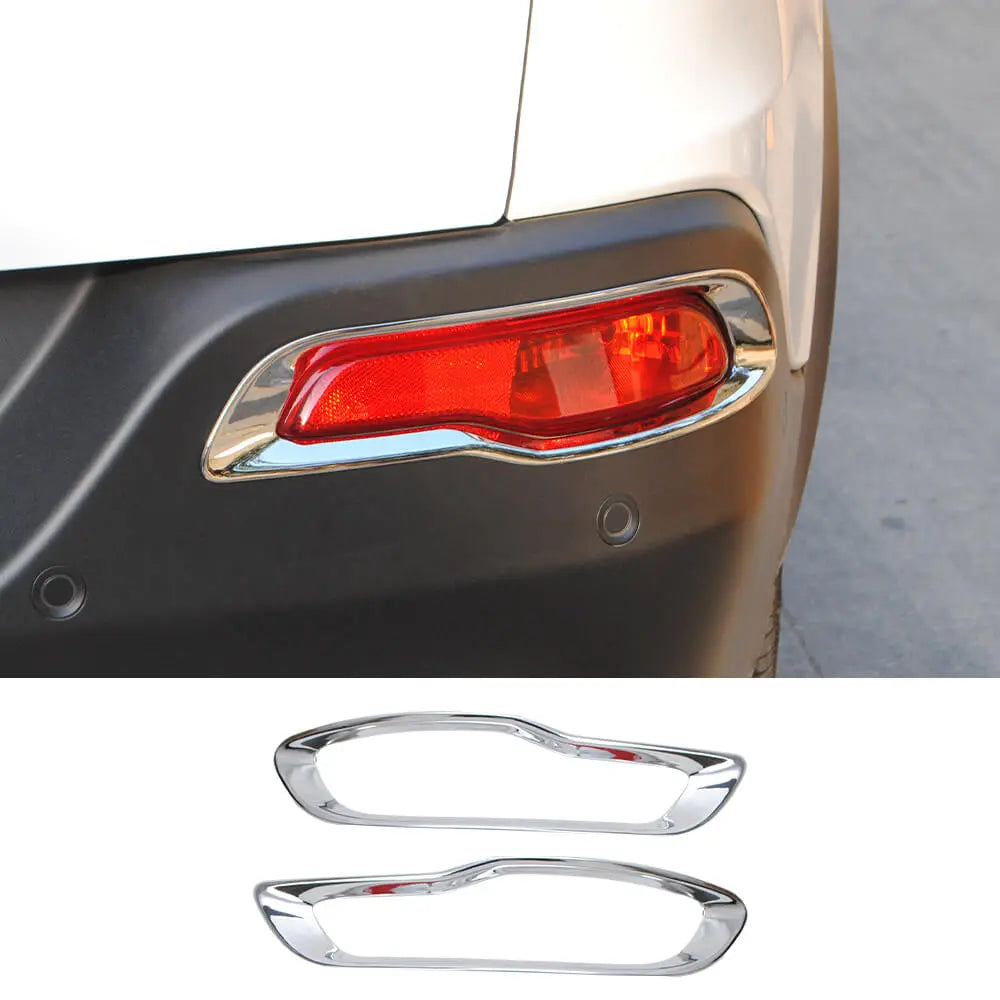 For 2014-2018 Jeep Cherokee Rear Bumper Fog lamp Light Bezels Trim Chrome