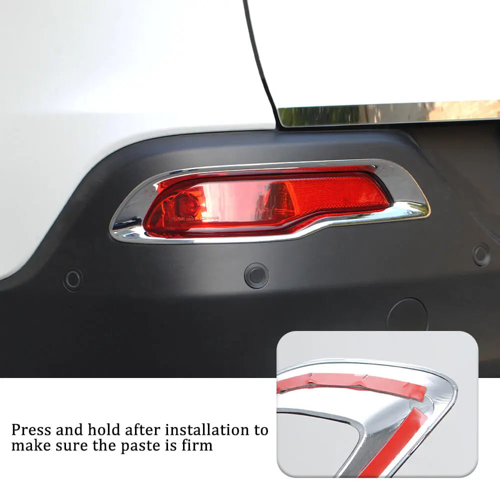 For 2014-2018 Jeep Cherokee Rear Bumper Fog lamp Light Bezels Trim Chrome