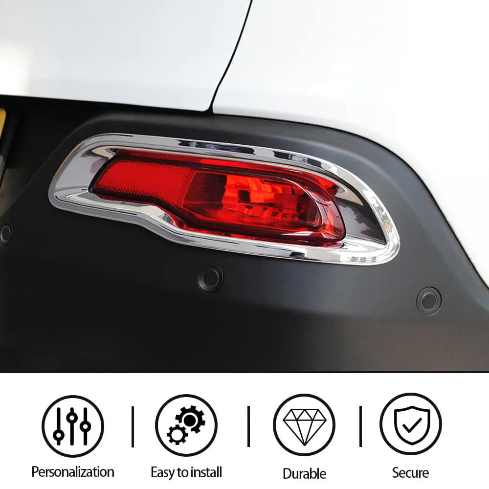 For 2014-2018 Jeep Cherokee Rear Bumper Fog lamp Light Bezels Trim Chrome