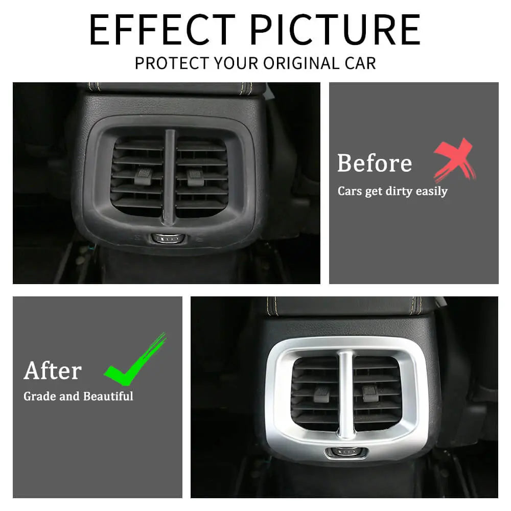 For 2014-2018 Jeep Cherokee Rear Seat Air Vent Outlet Cover Trim Frame Silver