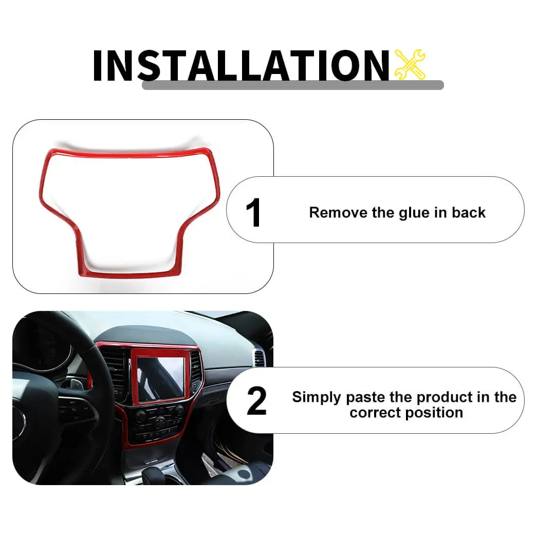 For 2014-2018 Jeep Grand Cherokee WK2 Center Console Central Control Navigation Trim Frame Cover KIt (2 pcs)