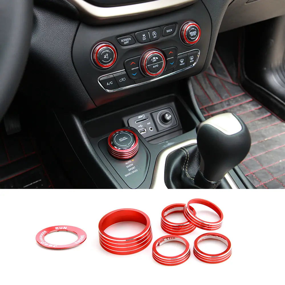 For 2014-2020 Jeep Cherokee AC Radio Air Conditioner 4WD Switch Knob Trim Cover