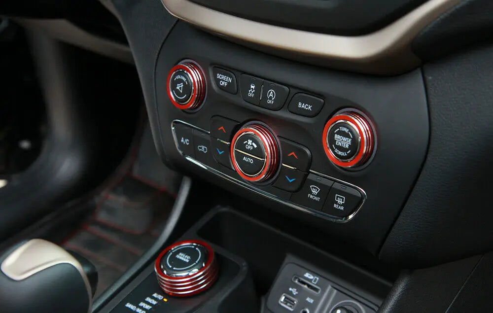 For 2014-2020 Jeep Cherokee AC Radio Air Conditioner 4WD Switch Knob Trim Cover