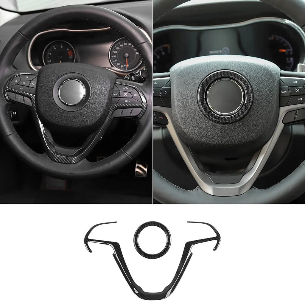 For 2014-2020 Jeep Grand Cherokee WK2 Steering Wheel Center Ring Cover Trim Kit (2 pcs)