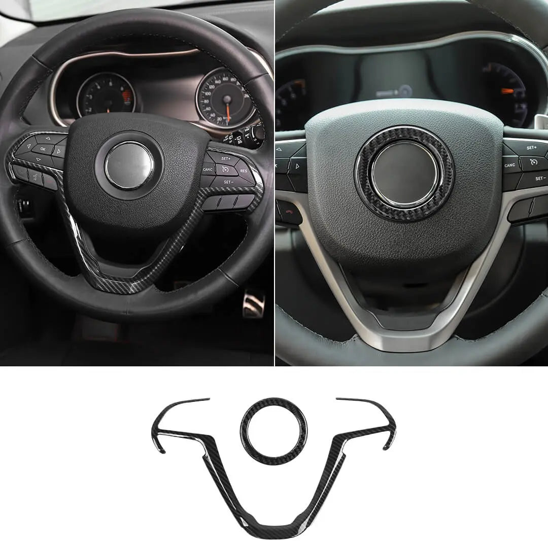 For 2014-2020 Jeep Grand Cherokee WK2 Steering Wheel Center Ring Cover Trim Kit (2 pcs)