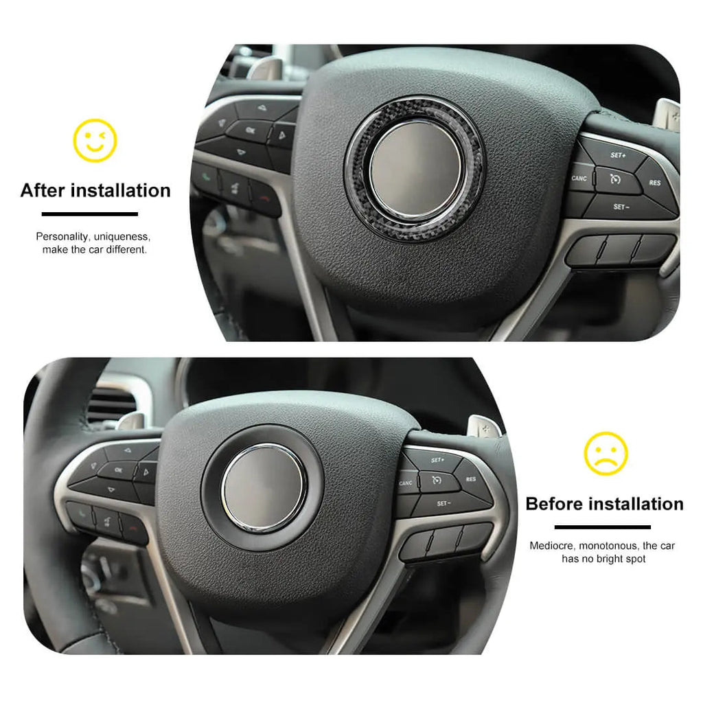 For 2014-2020 Jeep Grand Cherokee WK2 Steering Wheel Center Ring Cover Trim Kit (2 pcs)