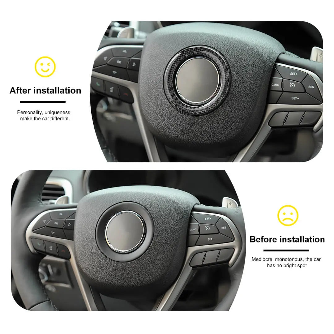 For 2014-2020 Jeep Grand Cherokee WK2 Steering Wheel Center Ring Cover Trim Kit (2 pcs)