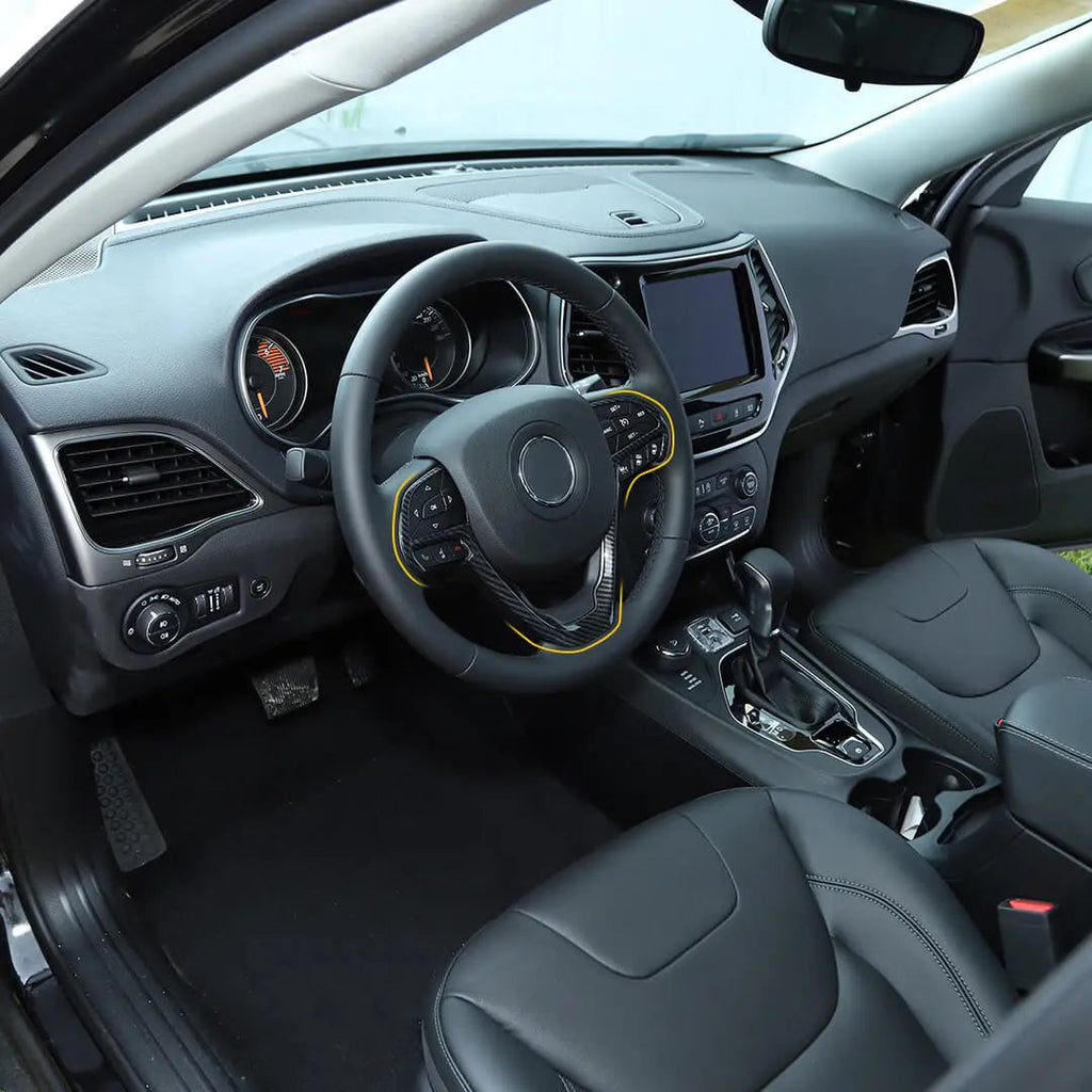 For 2014-2020 Jeep Grand Cherokee WK2 Steering Wheel Center Ring Cover Trim Kit (2 pcs)