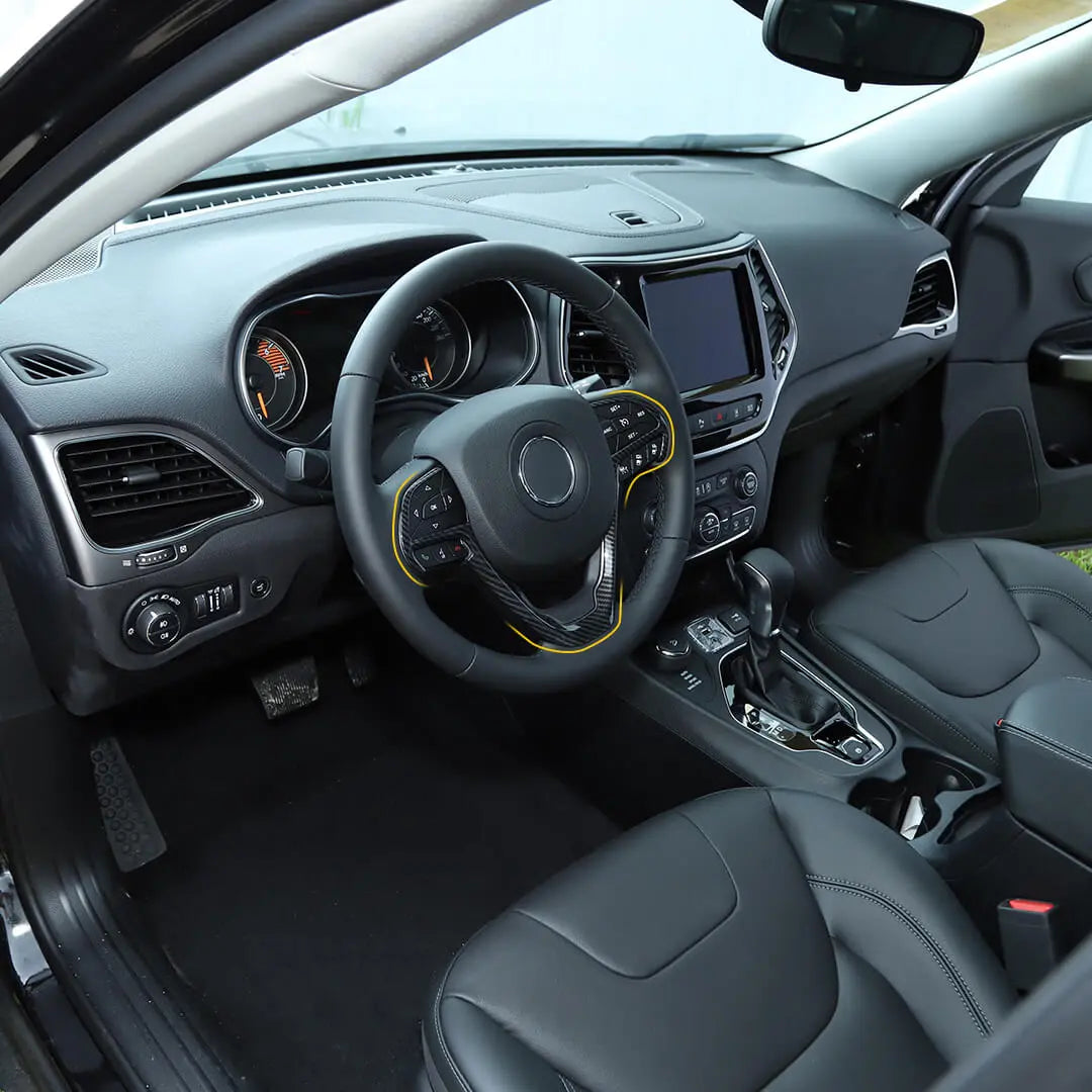 For 2014-2020 Jeep Grand Cherokee WK2 Steering Wheel Center Ring Cover Trim Kit (2 pcs)