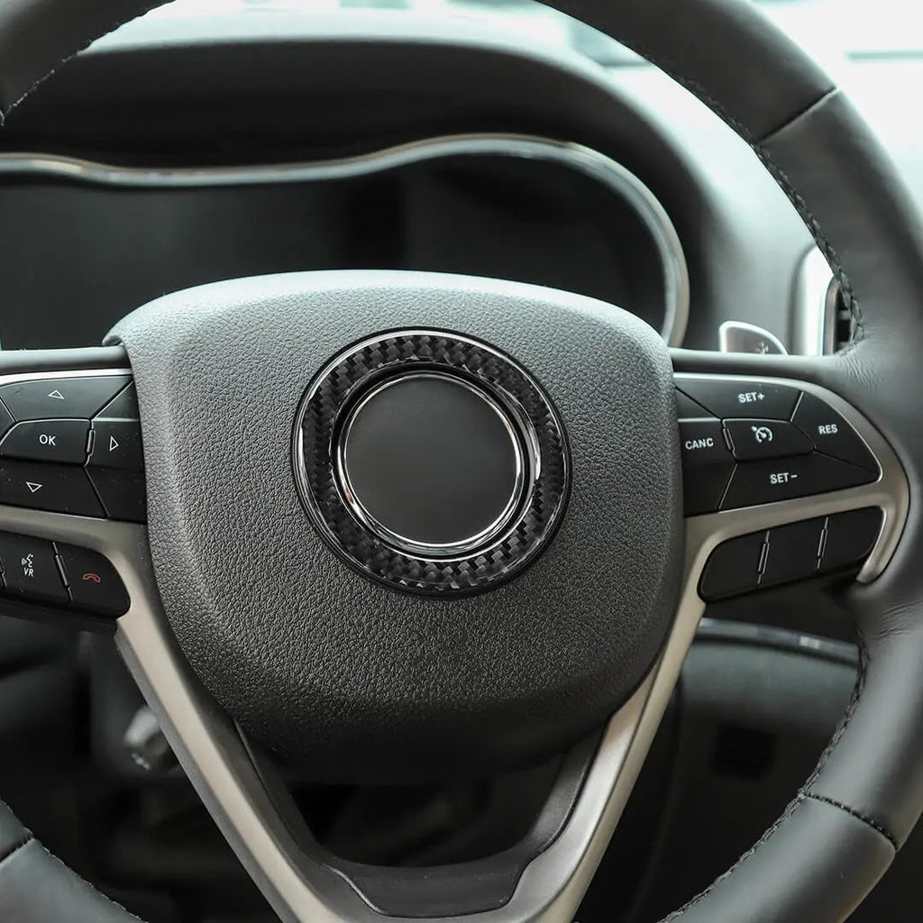 For 2014-2020 Jeep Grand Cherokee WK2 Steering Wheel Center Ring Cover Trim Kit (2 pcs)
