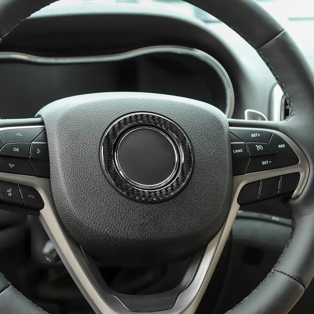 For 2014-2020 Jeep Grand Cherokee WK2 Steering Wheel Center Ring Cover Trim Kit (2 pcs)