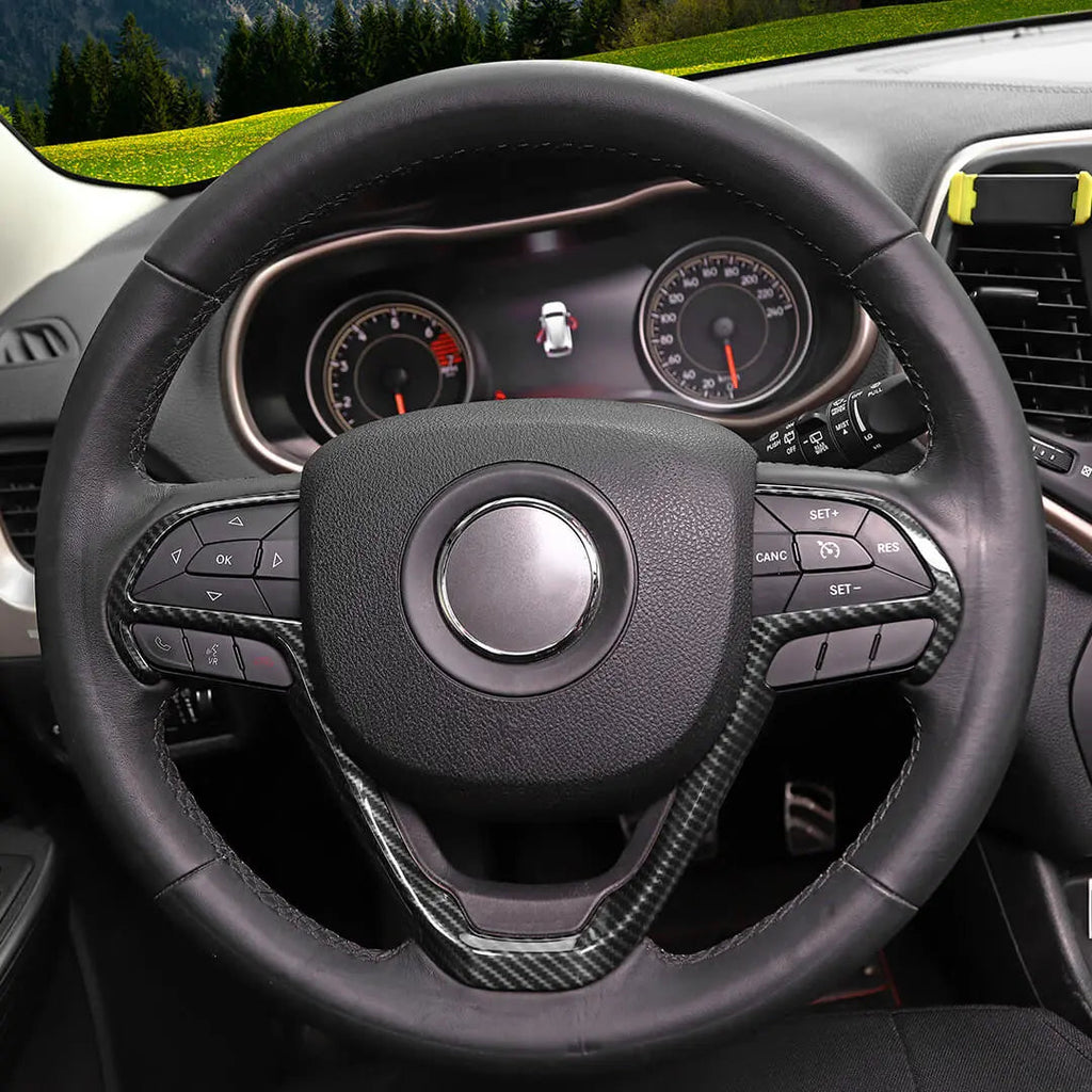 For 2014-2020 Jeep Grand Cherokee WK2 Steering Wheel Center Ring Cover Trim Kit (2 pcs)