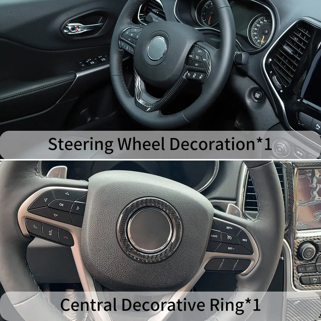 For 2014-2020 Jeep Grand Cherokee WK2 Steering Wheel Center Ring Cover Trim Kit (2 pcs)