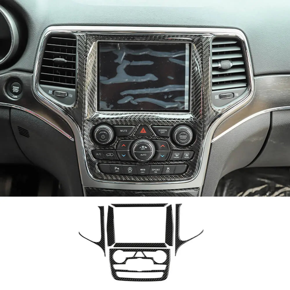 For 2014-2021 Jeep Grand Cherokee WK2 Central Control Navigation Panel Trim Soft Carbon Fiber