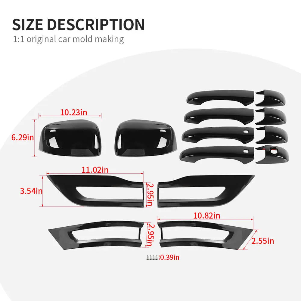 For 2014-2021 Jeep Grand Cherokee WK2 Door Handle Rearview Mirror Tail Light Trim Cover Set Kit