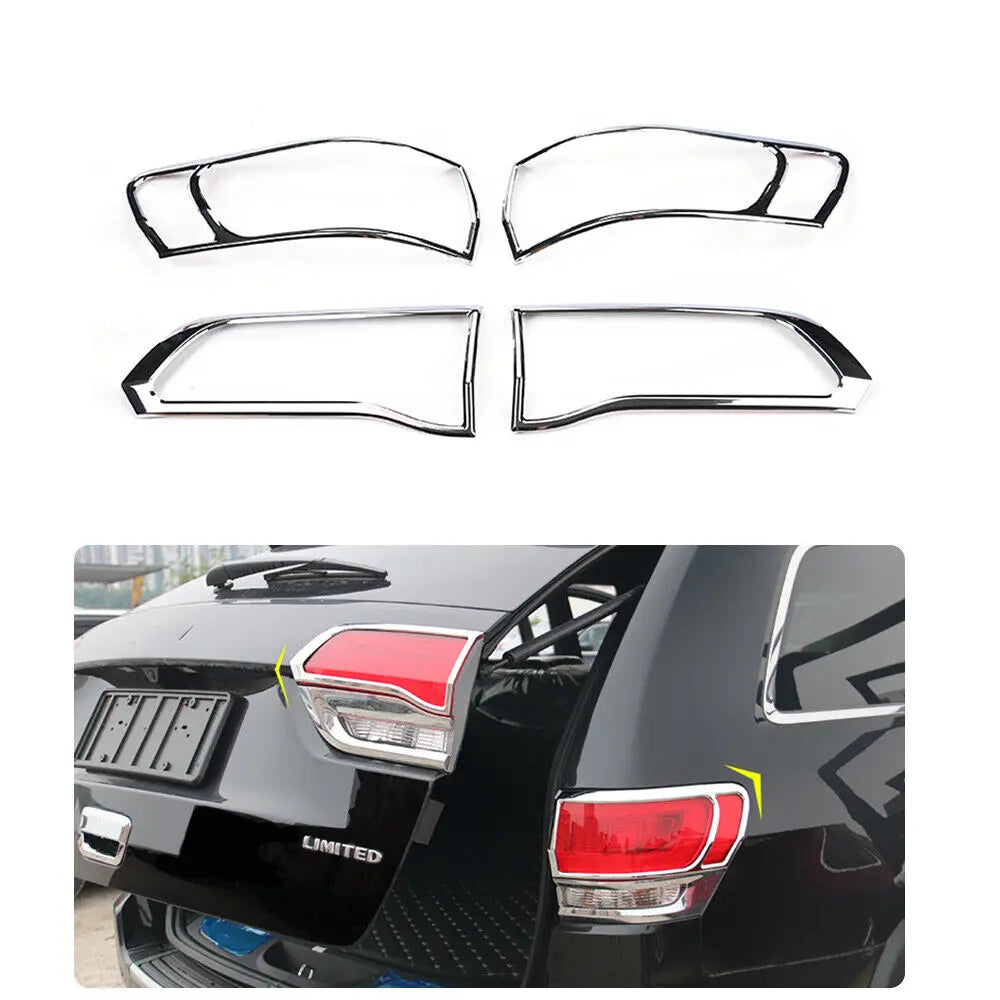 For 2014-2021 Jeep Grand Cherokee WK2 Rear Tail Light Lamp Bezels Trim Frame 4PCS