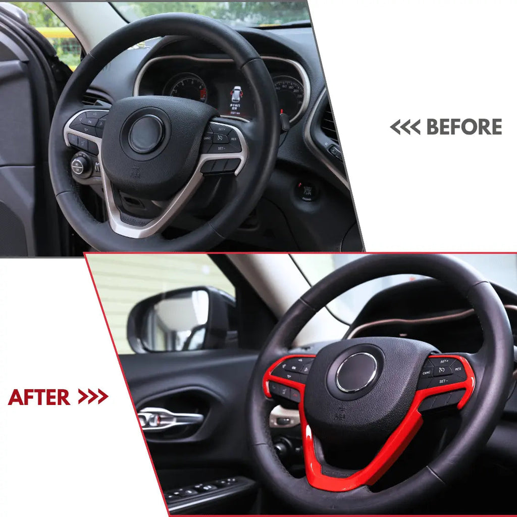 For 2014-2021 Jeep Grand Cherokee WK2 & 2014+ Cherokee Steering Wheel Trim Cover