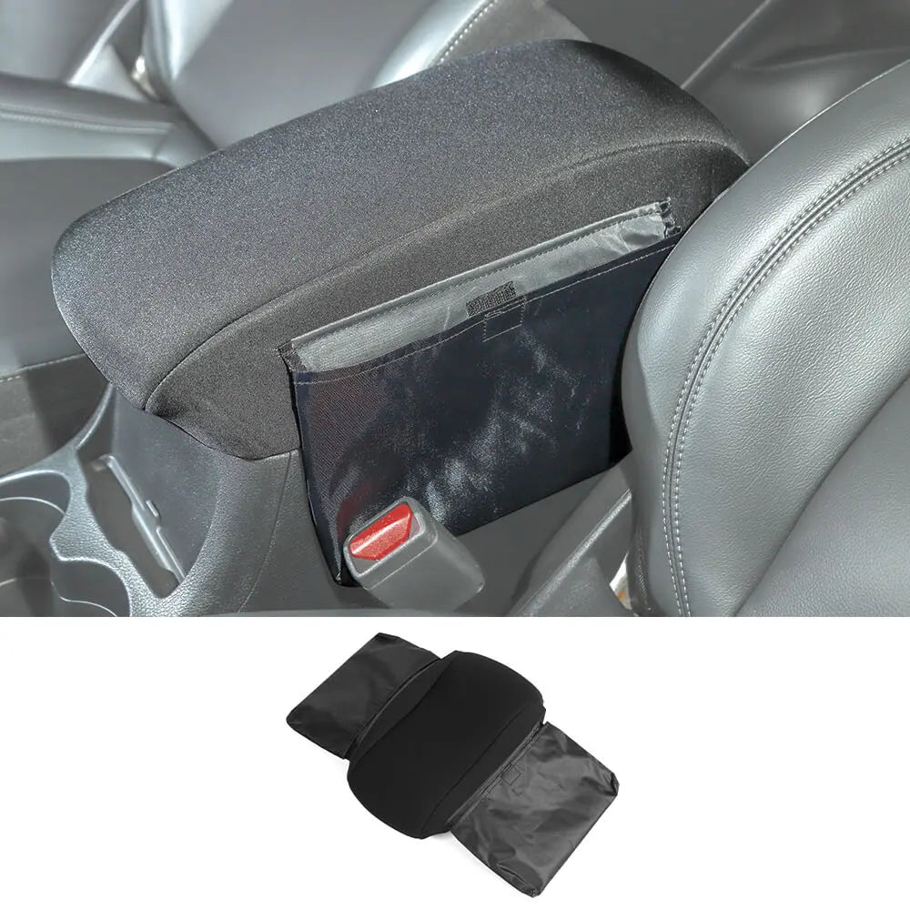 For 2014+ Jeep Cherokee Black Center Console Armrest Box Cover Pad w/ bags
