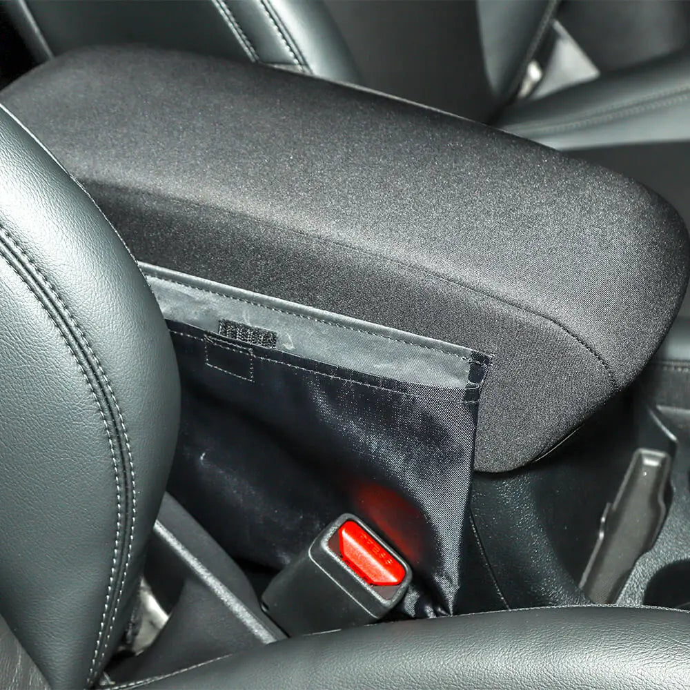 For 2014+ Jeep Cherokee Black Center Console Armrest Box Cover Pad w/ bags