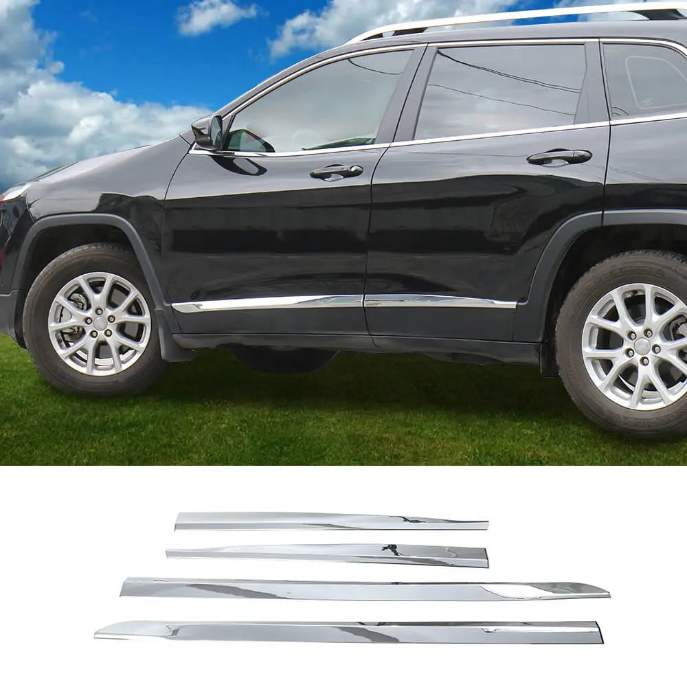 For 2014+ Jeep Cherokee Body Side Door Molding Strip Trim