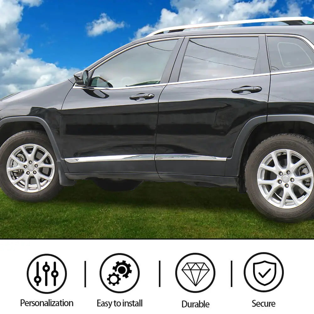 For 2014+ Jeep Cherokee Body Side Door Molding Strip Trim