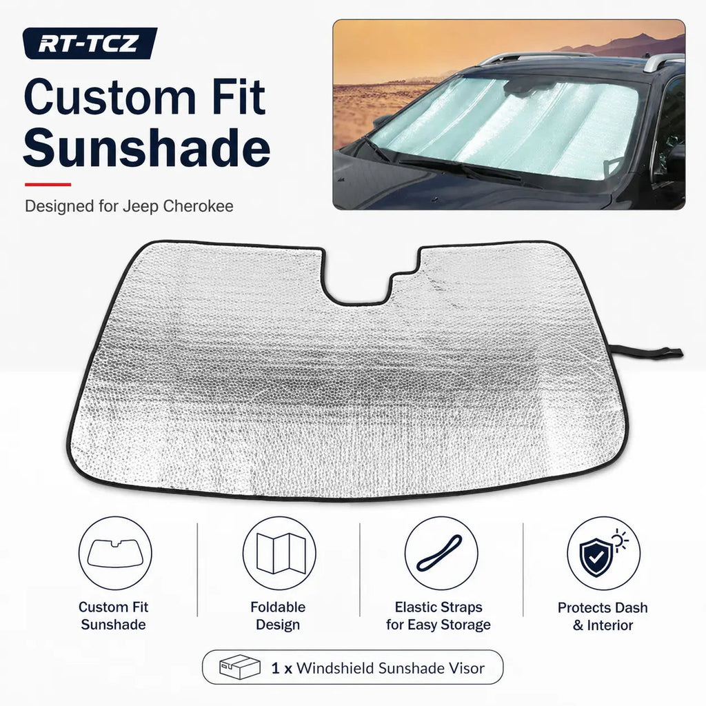 For 2014+ Jeep Cherokee Car Windshield Sunshade, Front Window Sun Shade Foldable Sun Visor Sunscreen