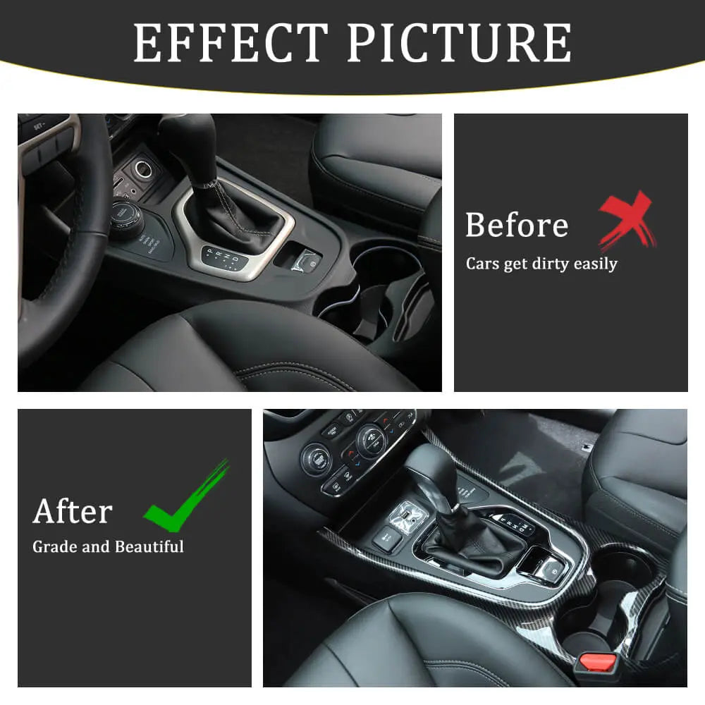 For 2014+ Jeep Cherokee Central Console Gear Shift Decor Cover Trim
