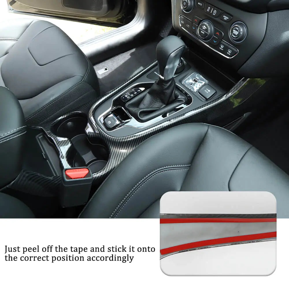 For 2014+ Jeep Cherokee Central Console Gear Shift Decor Cover Trim