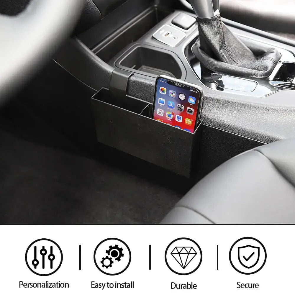 For 2014+ Jeep Cherokee Gear Shift Center Console Organizer Mobile Phone Storage Box Side Tray