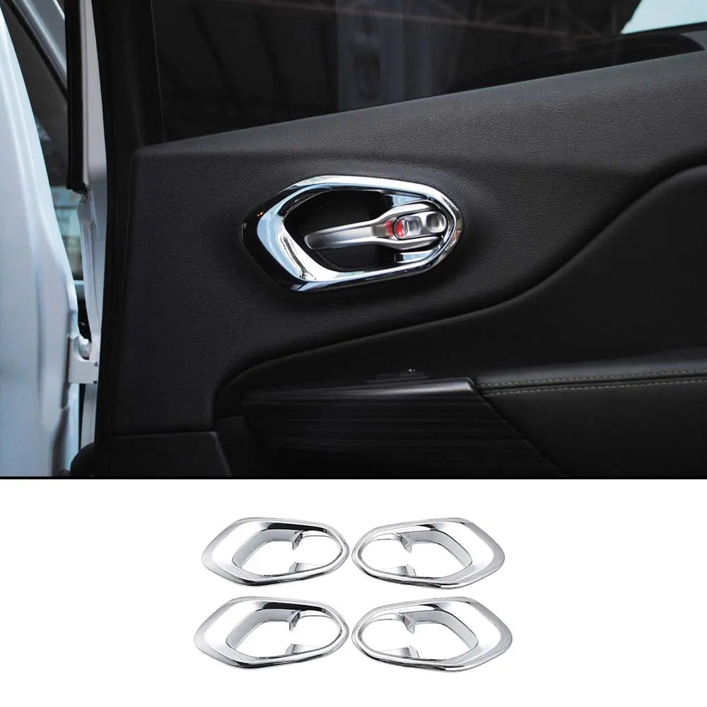 For 2014+ Jeep Cherokee Inner Door Handle Cover Bezel Trim 4PCS