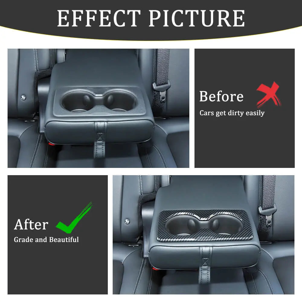 For 2014+ Jeep Cherokee Rear Armrest Cup Holder Panel Trim Cover