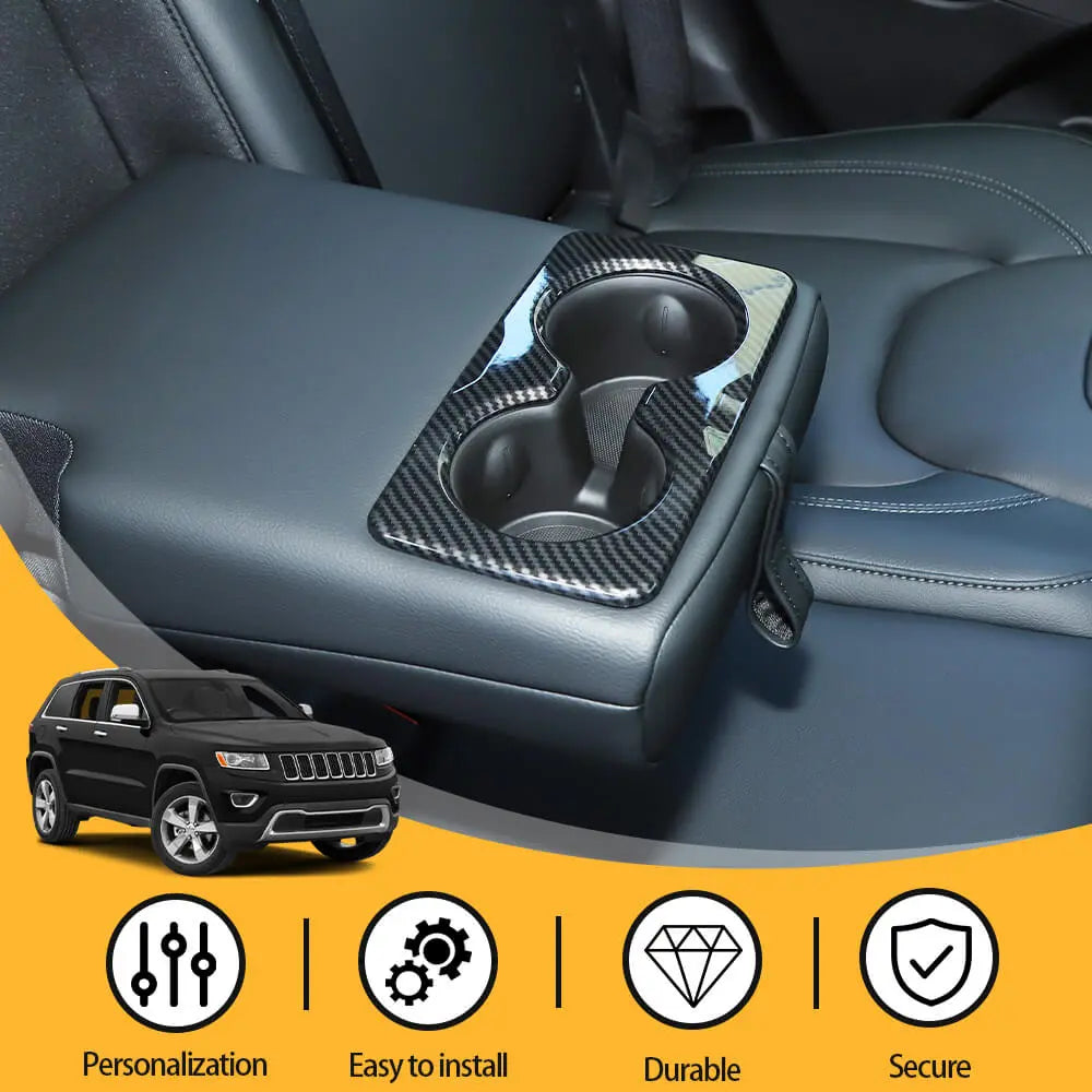 For 2014+ Jeep Cherokee Rear Armrest Cup Holder Panel Trim Cover