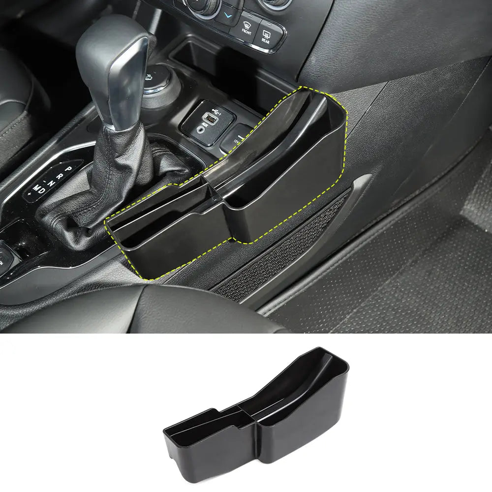 For 2014+ Jeep Cherokee Storage Box Center Console Gear Shift Side Organizer Phone Storage Compartment