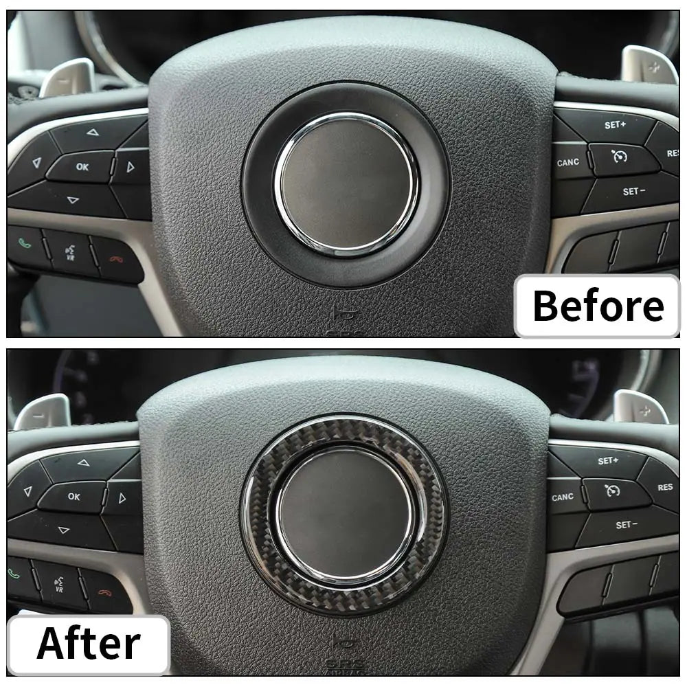 For Jeep 2014-2021 Grand Cherokee WK2/ 2014+ Cherokee Interior Steering Wheel Trim Ring Bezel Cover