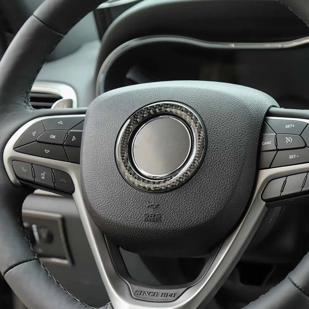 For Jeep 2014-2021 Grand Cherokee WK2/ 2014+ Cherokee Interior Steering Wheel Trim Ring Bezel Cover