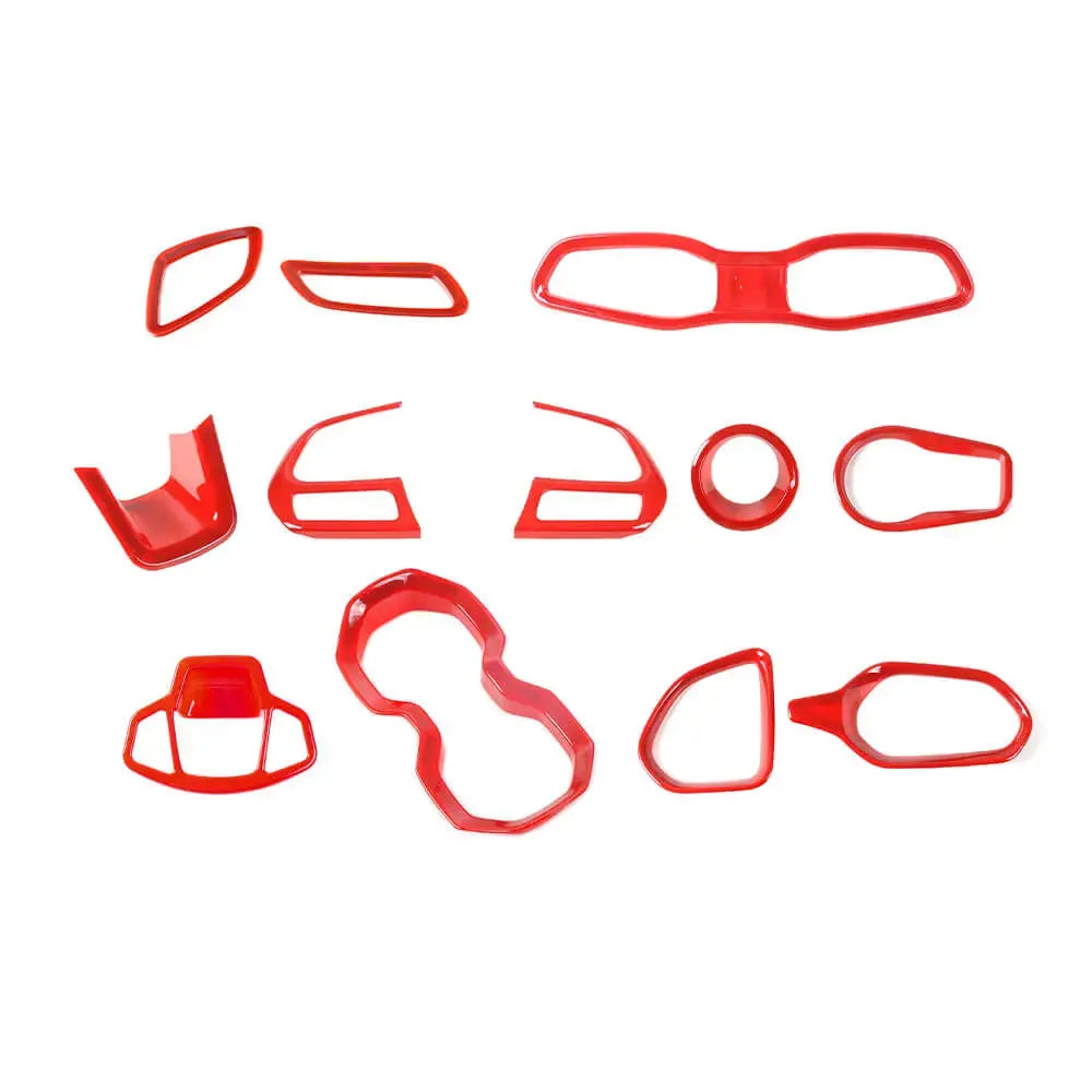 For 2015-2017 Jeep Renegade 12pcs Interior Decor Dash Panel & Console Trim Cover Kit