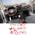 For 2015-2017 Jeep Renegade 12pcs Interior Decor Dash Panel & Console Trim Cover Kit