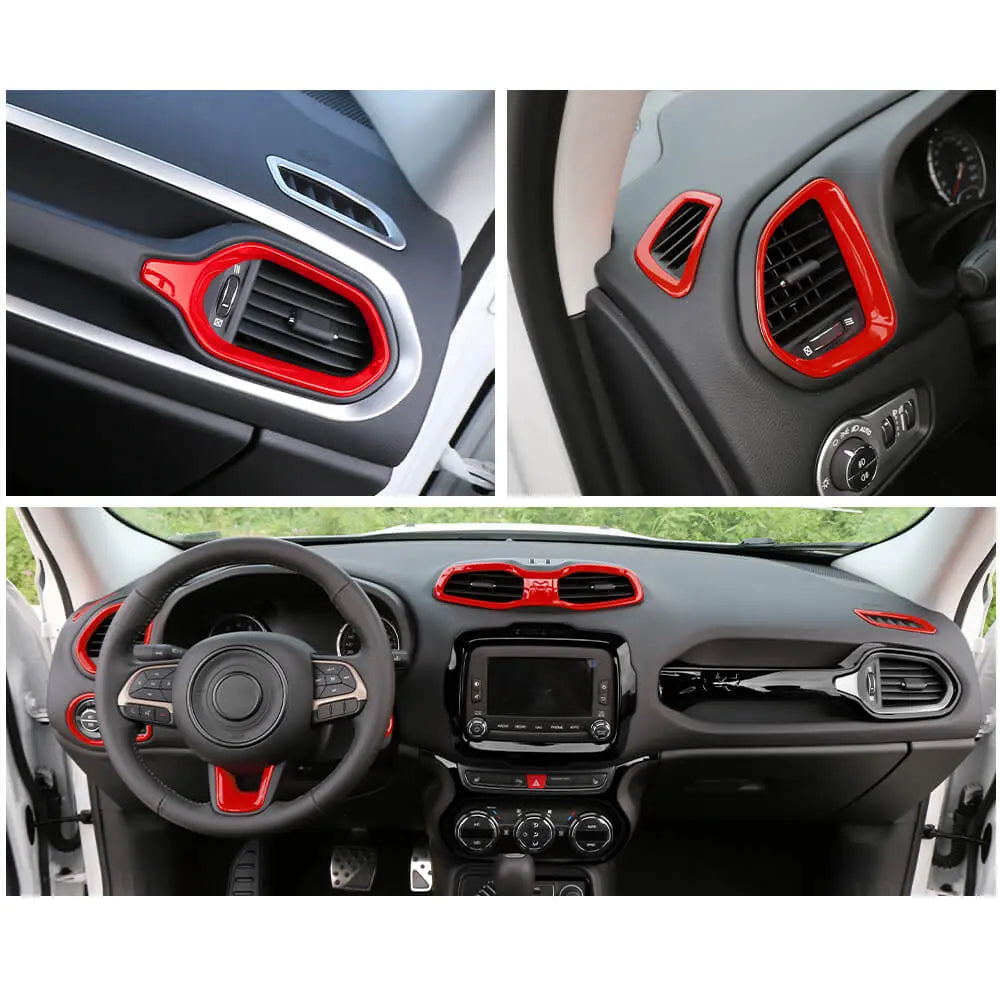 For 2015-2017 Jeep Renegade 12pcs Interior Decor Dash Panel & Console Trim Cover Kit