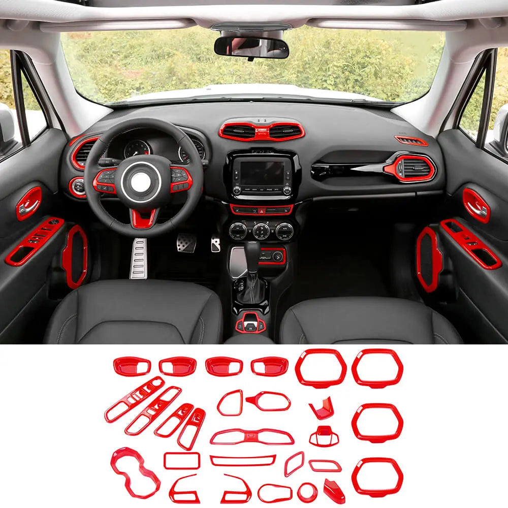 For 2015-2017 Jeep Renegade 31pcs Full Set Interior Decoration Trim Kit Cover