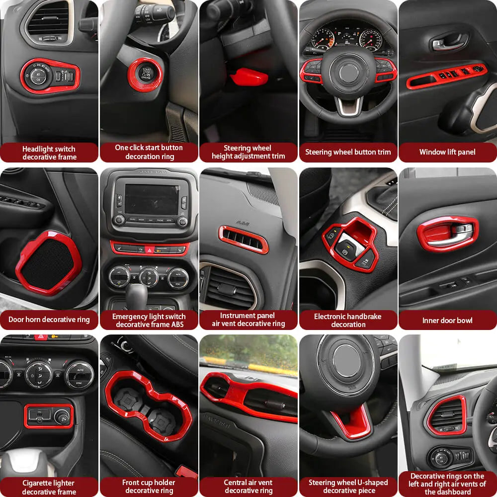 For 2015-2017 Jeep Renegade 31pcs Full Set Interior Decoration Trim Kit Cover