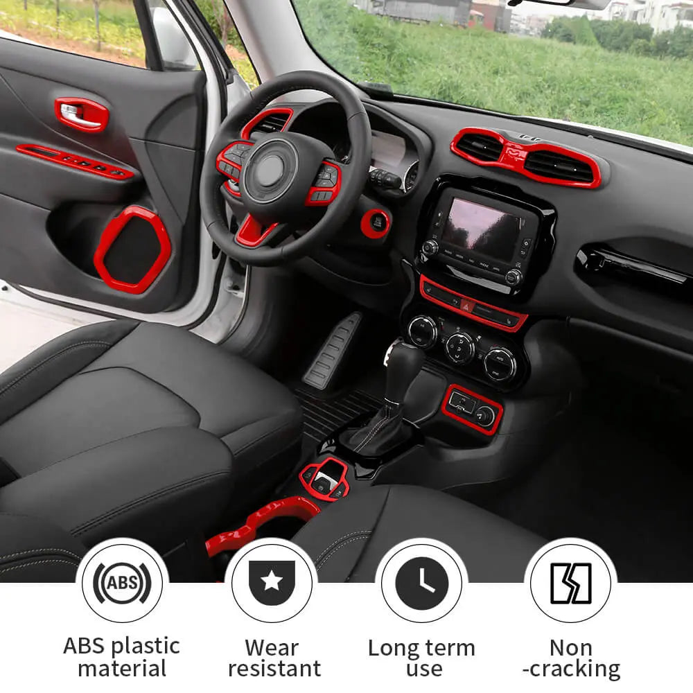 For 2015-2017 Jeep Renegade 31pcs Full Set Interior Decoration Trim Kit Cover