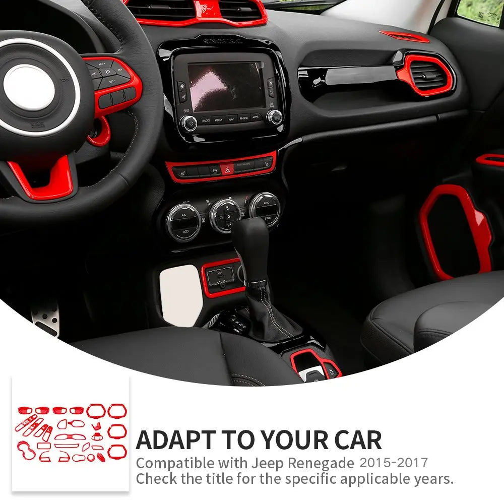 For 2015-2017 Jeep Renegade 31pcs Full Set Interior Decoration Trim Kit Cover